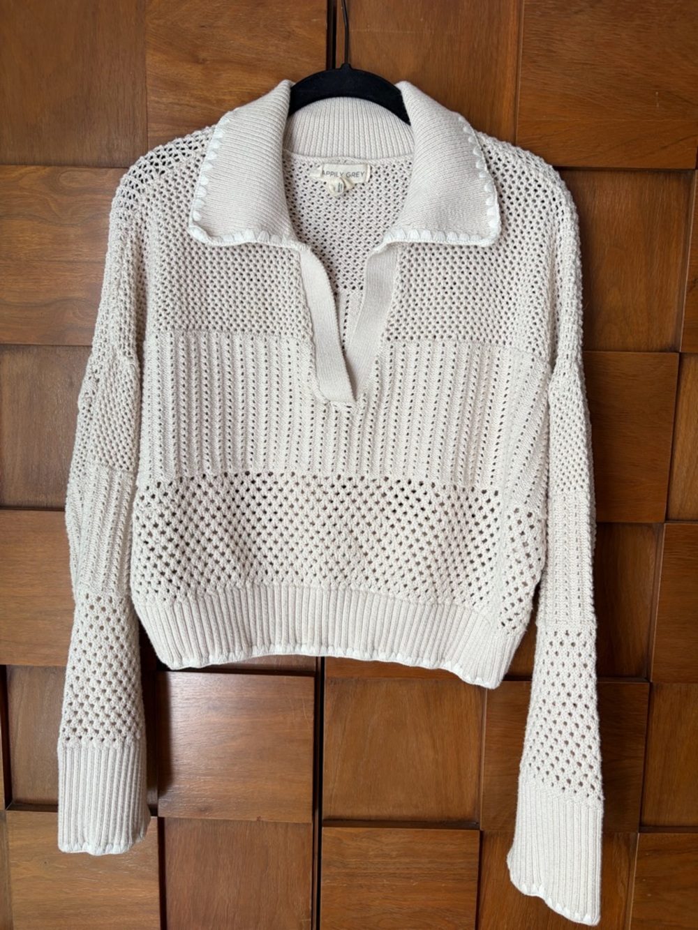 Knit V-Neck Collared Sweater - Women